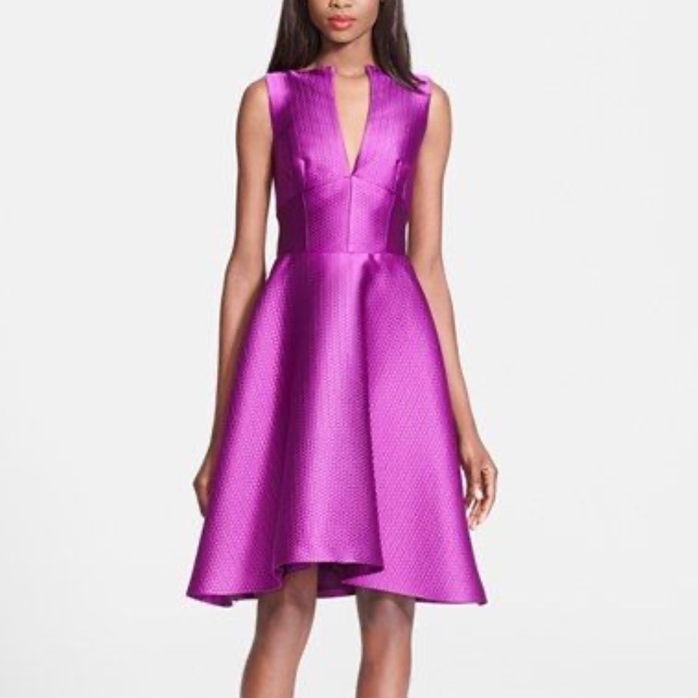 Lela Rose  Embossed satin-twill dress